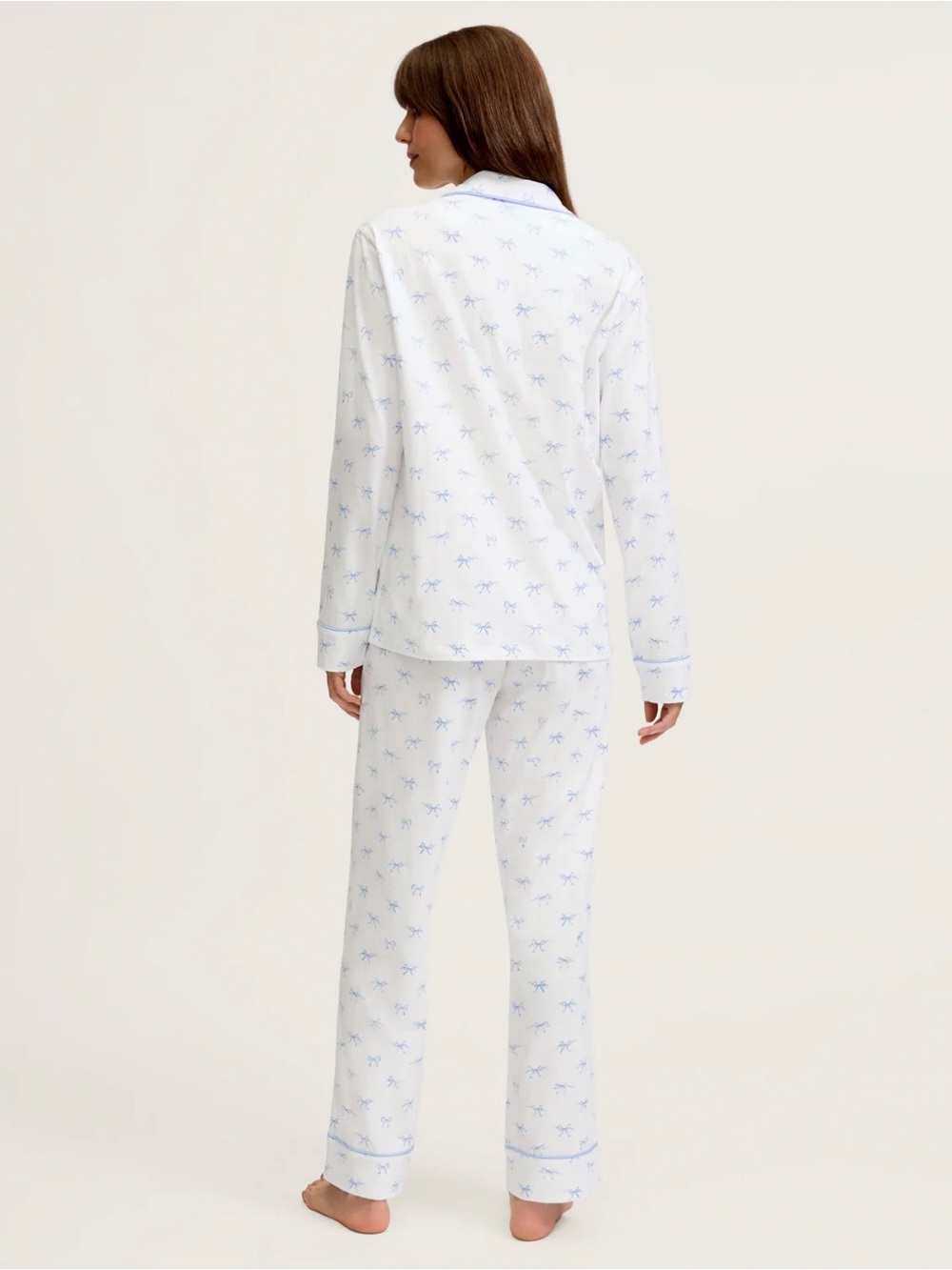 NWT Petite Plume Pima Pajama Set in Something Blue Bows Size Small - Picture 6 of 11
